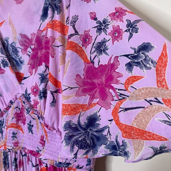 Diane Von Furstenberg Dress Womens Large Nala Flare Pink Floral Smocked Cottage - Picture 7 of 11